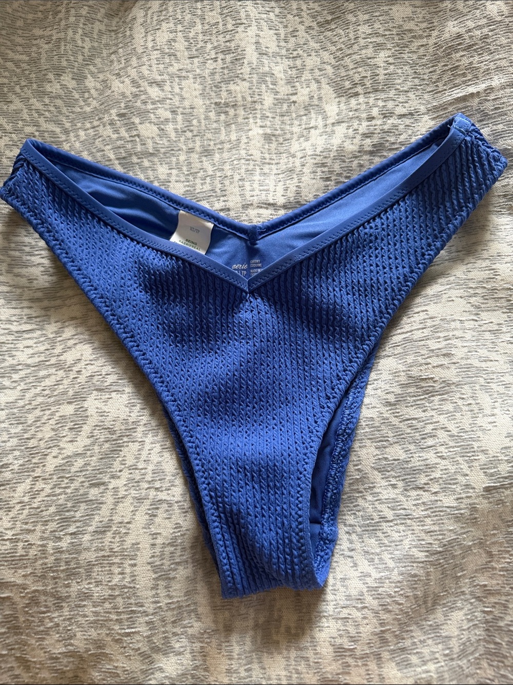 aerie Royal Blue Textured V-Cut Bikini Bottom